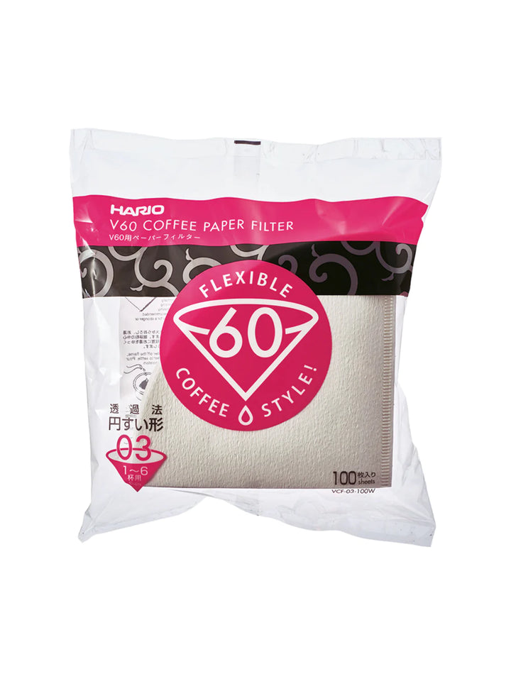 HARIO V60-03 Filters (100-Pack) - Brown & White