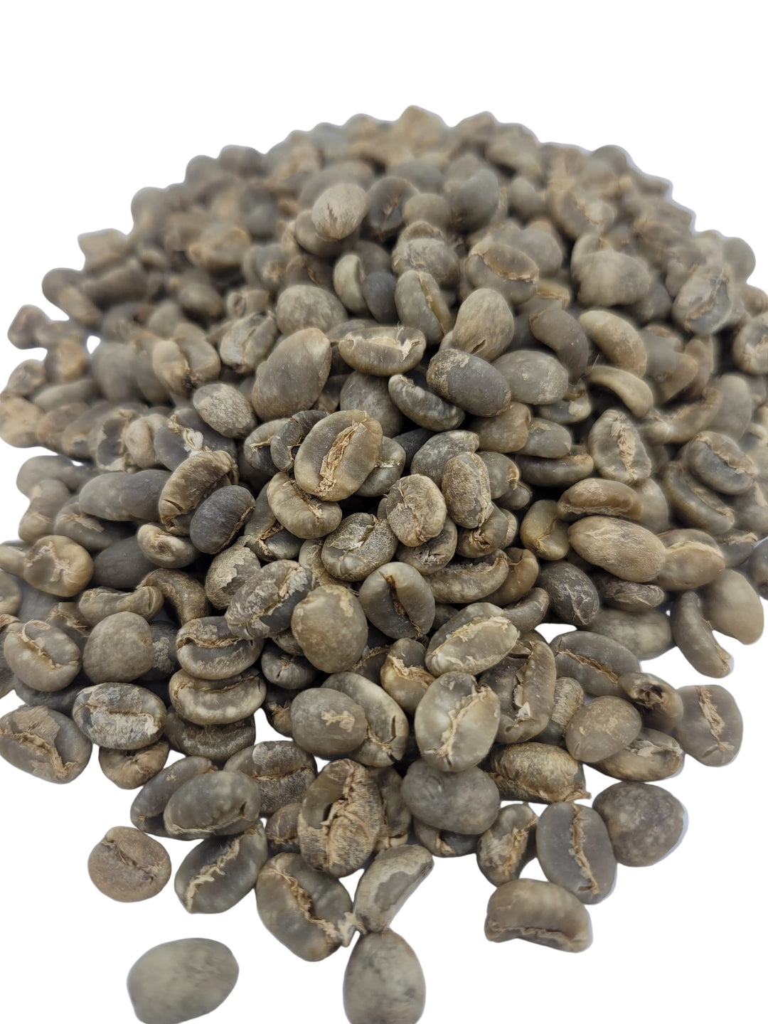 Close-up of coffee beans on a white background
