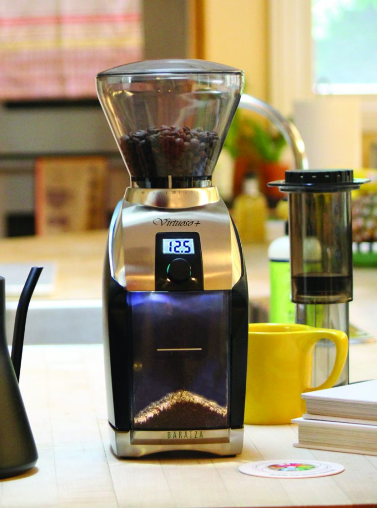 Baratza Virtuoso+ Coffee Grinder front view counter top